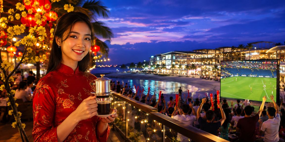 Người hâm mộ bóng đá tại Phú Quốc theo dõi trận đấu và đặt cược qua di động bên tách cà phê