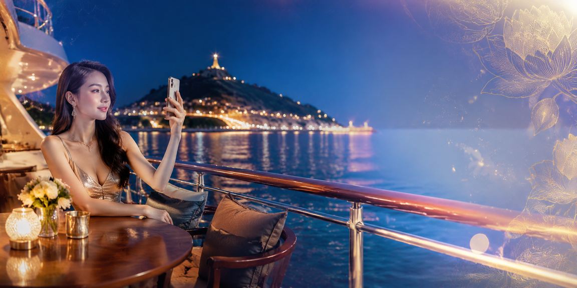 Người chơi VIP tại Vũng Tàu xem thông tin thưởng trên điện thoại bên tách cà phê